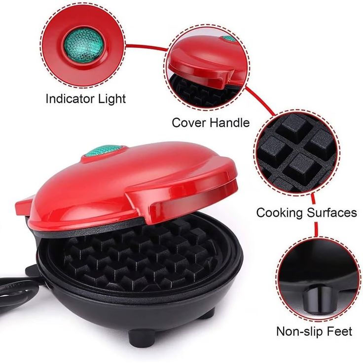 Mini Wafflera Eléctrica Antiadherente